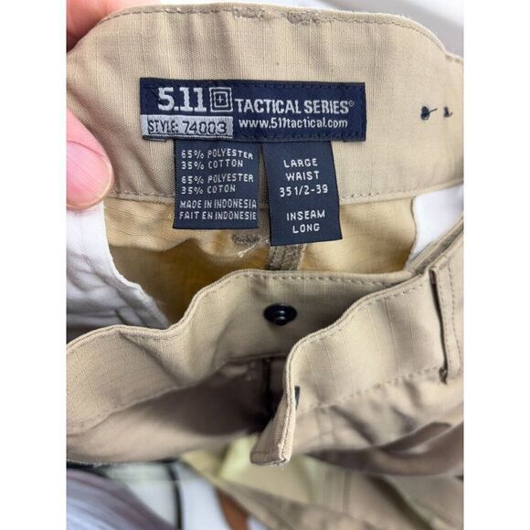 5.11 Tactical Series Mens Khaki Cargo Pants Large Long 35-39 Waist EUC Inseam 35 - Picture 6 of 6